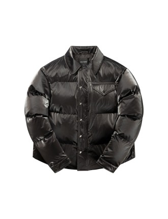 High-Quality Obsidian Black Wole Shirt Puffer Jacket Available for Immediate Shipping