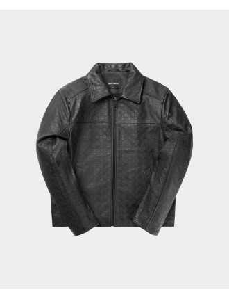 High-Quality Black Silence Monogram Leather Jacket