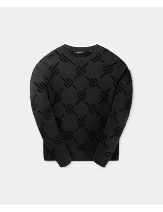 High-Quality Black Tevin Monogram Knit Sweater Limited Stock