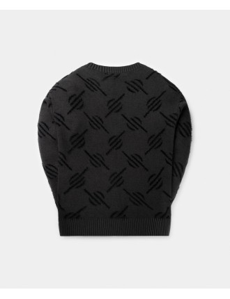 High-Quality Black Tevin Monogram Knit Sweater Limited Stock