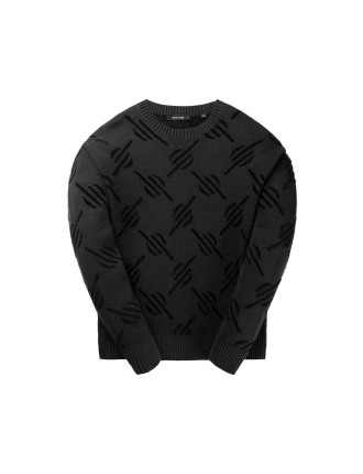 High-Quality Black Tevin Monogram Knit Sweater Limited Stock