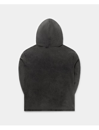 High-Quality Black Zawadi Rib Hoodie New Stock