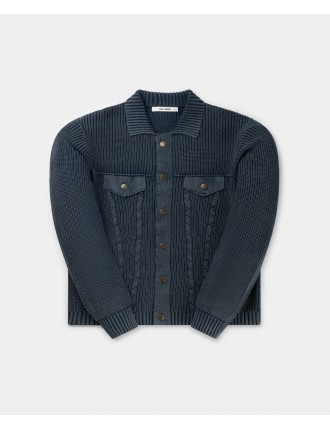 High-Quality Blue Tano Knit Cardigan Fresh Release