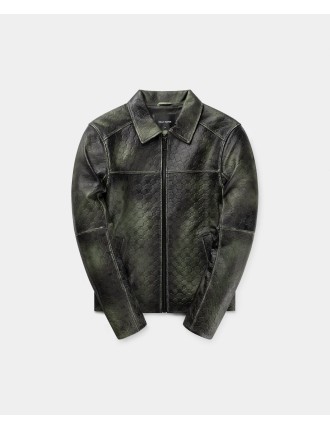 High-Quality Cardamom Green Silence Monogram Leather Jacket Fresh Release