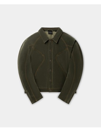 High-Quality Cardamom Green Territory Velvet Jacket Immediate Availability