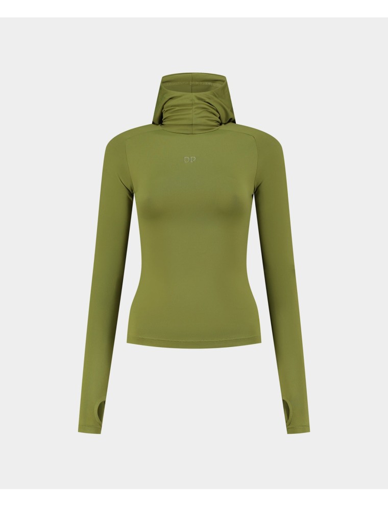 High-Quality Cardamom Green Unit Tight Hoodie