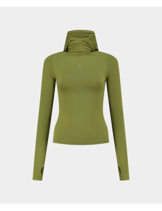 High-Quality Cardamom Green Unit Tight Hoodie