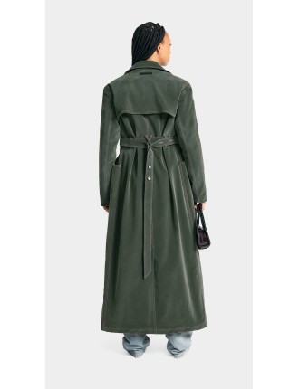 High-Quality Green Miya Velvet Trenchcoat New Release