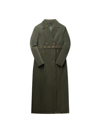 High-Quality Green Miya Velvet Trenchcoat New Release