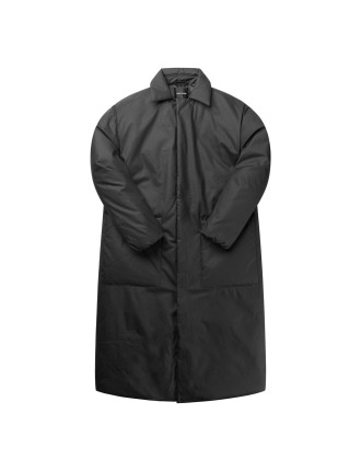 High-Quality Jet Black Rano Puffer Coat In Stock