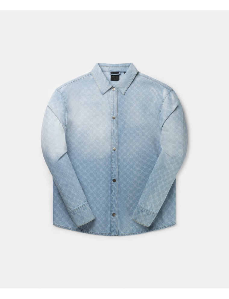 High-Quality Mid Blue Rahul Monogram Denim Shirt Latest Edition