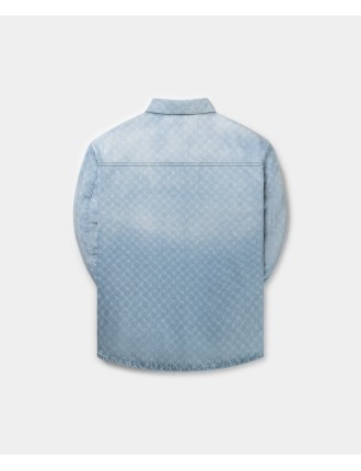 High-Quality Mid Blue Rahul Monogram Denim Shirt Latest Edition