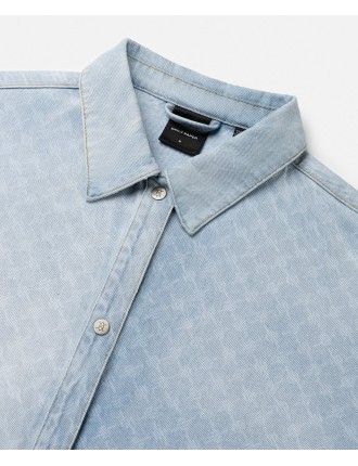 High-Quality Mid Blue Rahul Monogram Denim Shirt Latest Edition