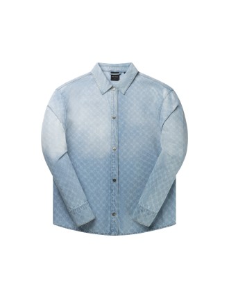 High-Quality Mid Blue Rahul Monogram Denim Shirt Latest Edition